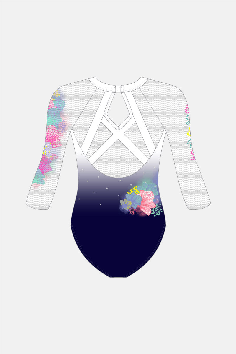 Floral DP 3/4 Slv Leotard