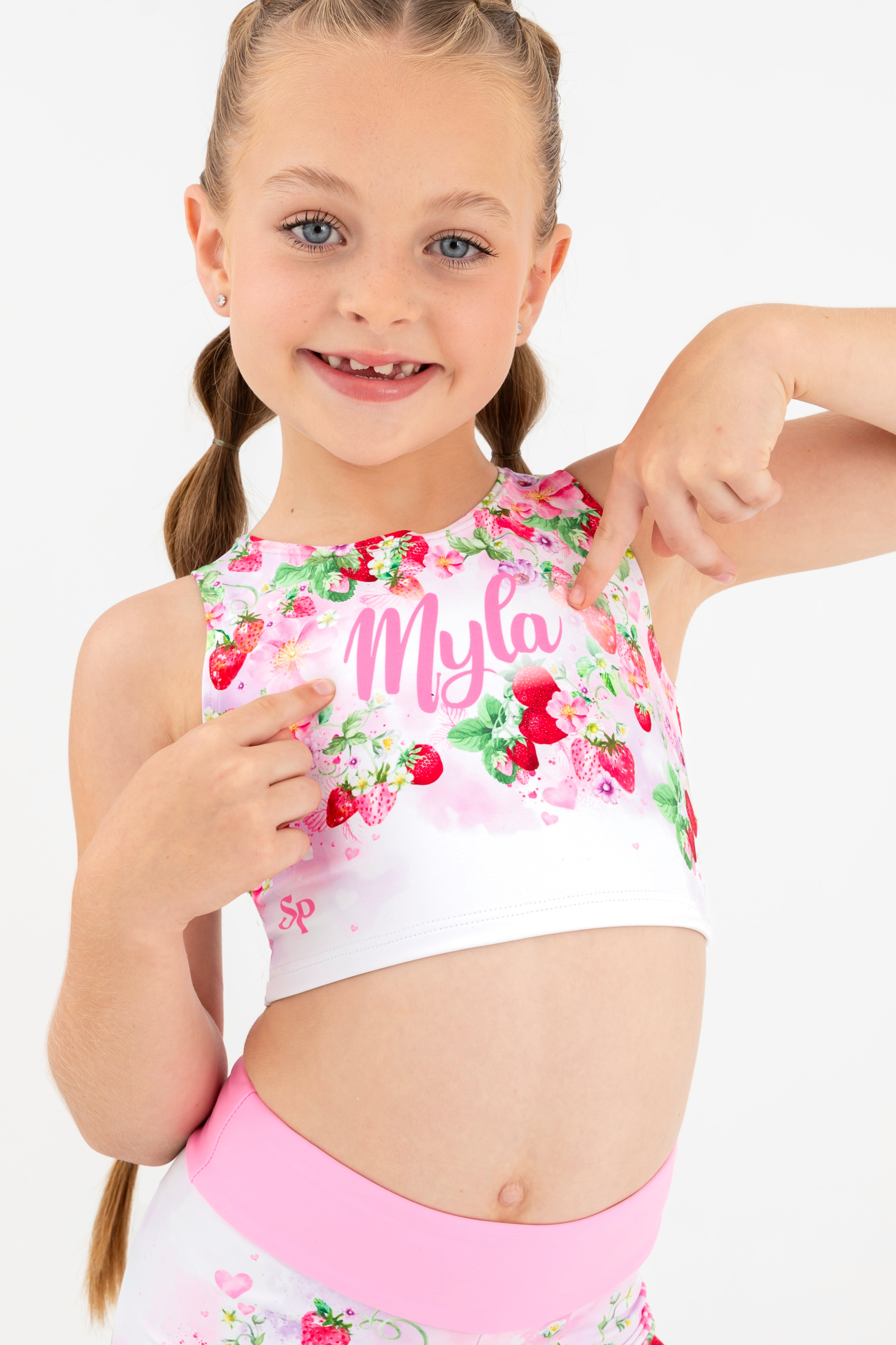 Personalized Strawberry Kisses Cropped Singlet