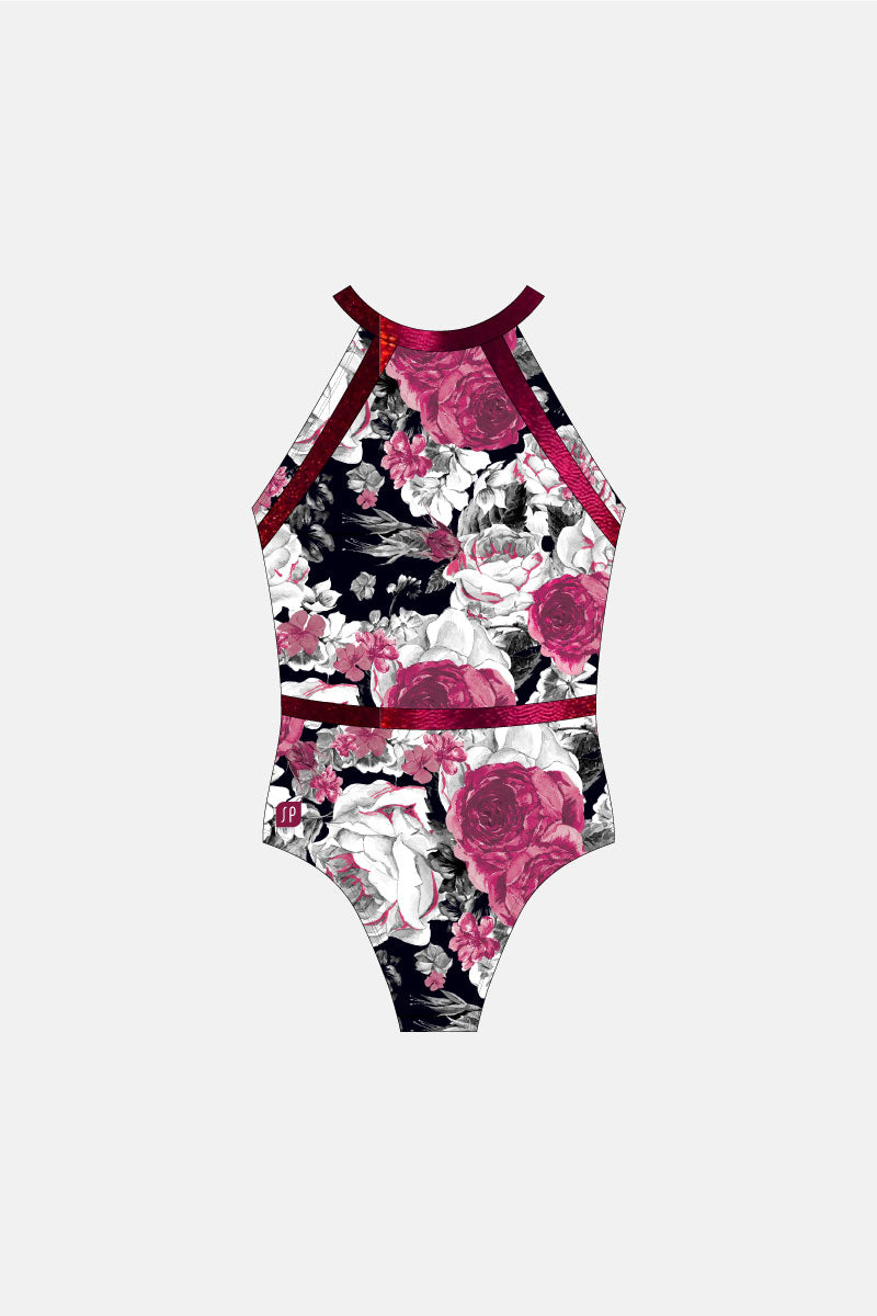 Girls Red Rose Leotard V4 - Option 1